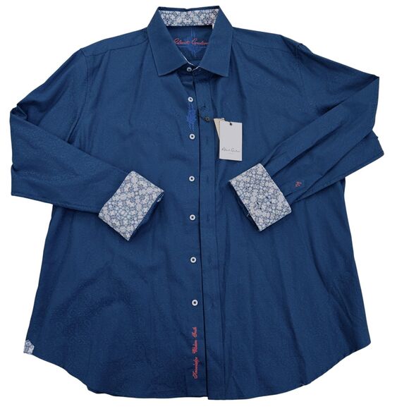 NWT Robert Graham 2XL Classic Fit Shirt Windsor 2 Navy Tonal Paisley Flip Cuff